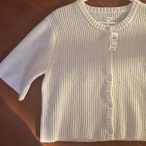 Aerie White Ribbed Cardigan